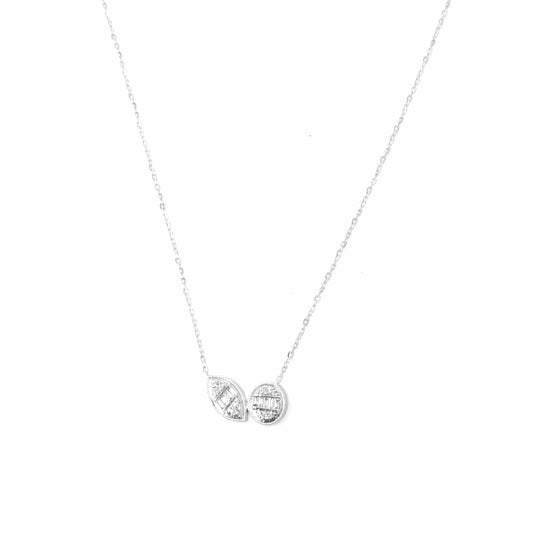 14K White Gold Diamond two pendant Chain