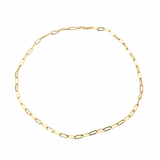 14K Yellow Gold Simple Paperclip Chain