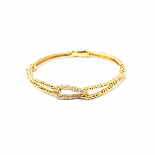 18K Yellow Gold Entwined Diamond Bangle