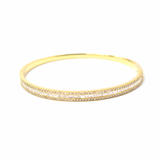 18K Yellow Gold Baguette Diamond Bangle