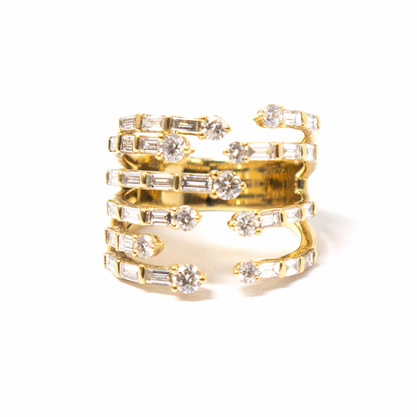 18K Yellow Gold and Diamond Baguette Ring