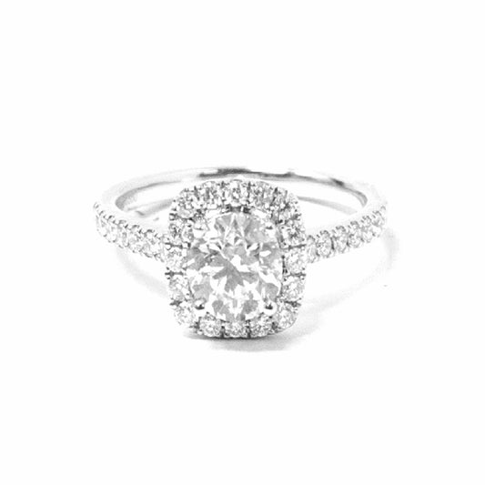 18K White Gold and Diamond Halo Engagement Ring