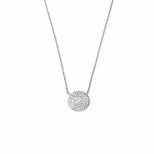 14K White Gold Diamond Circle Necklace