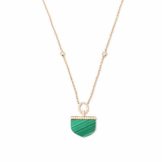 18K Rose Gold Diamond and Malachite Diamond Necklace