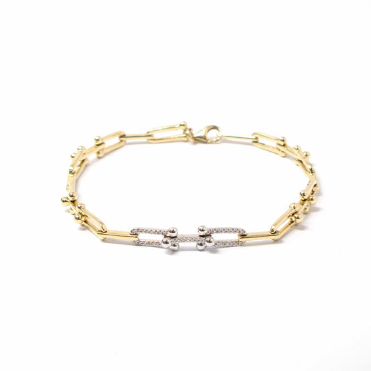 14K Yellow Gold Tiffany Style Link Diamond Bracelet