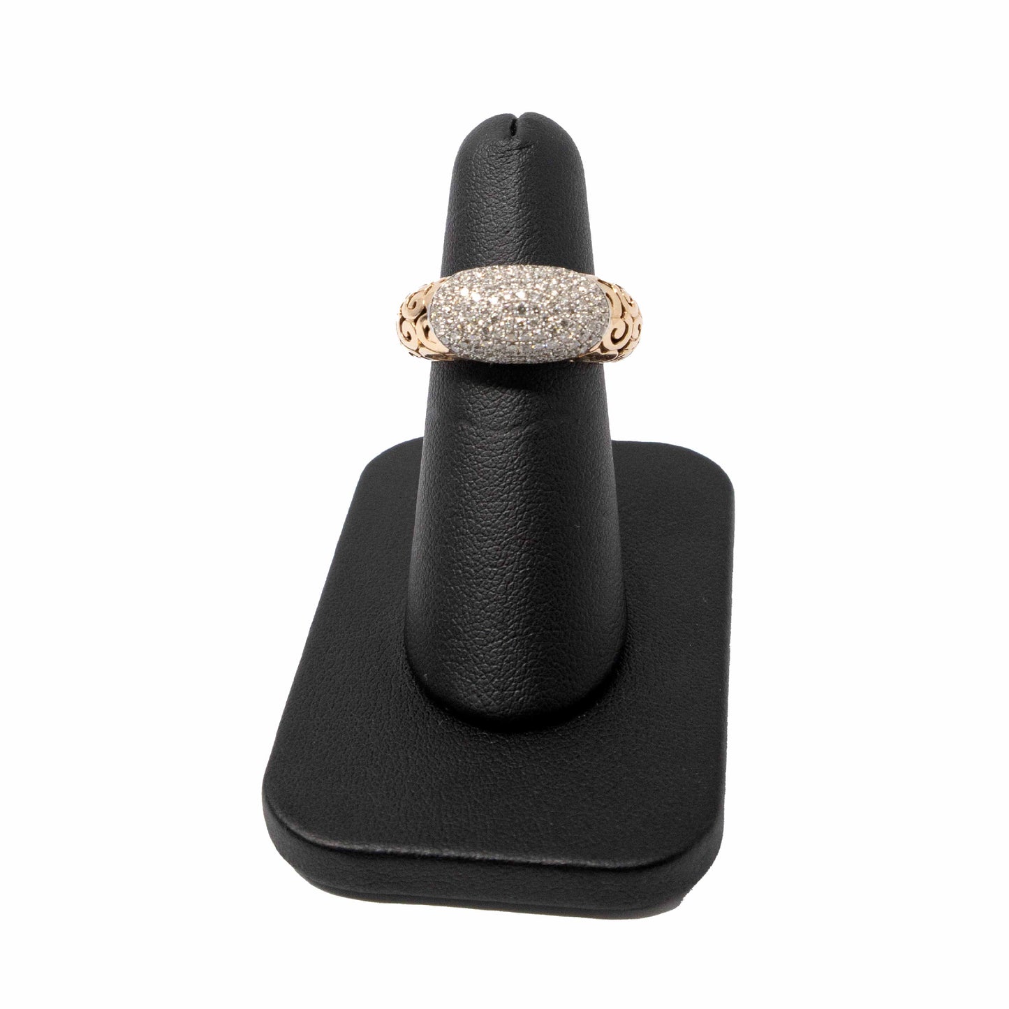 14K Rose Gold Dome Ring with Pave Diamonds