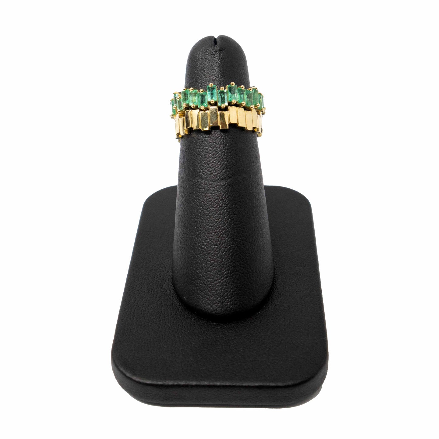 18K Yellow Gold Emerald Diamond Crown Ring