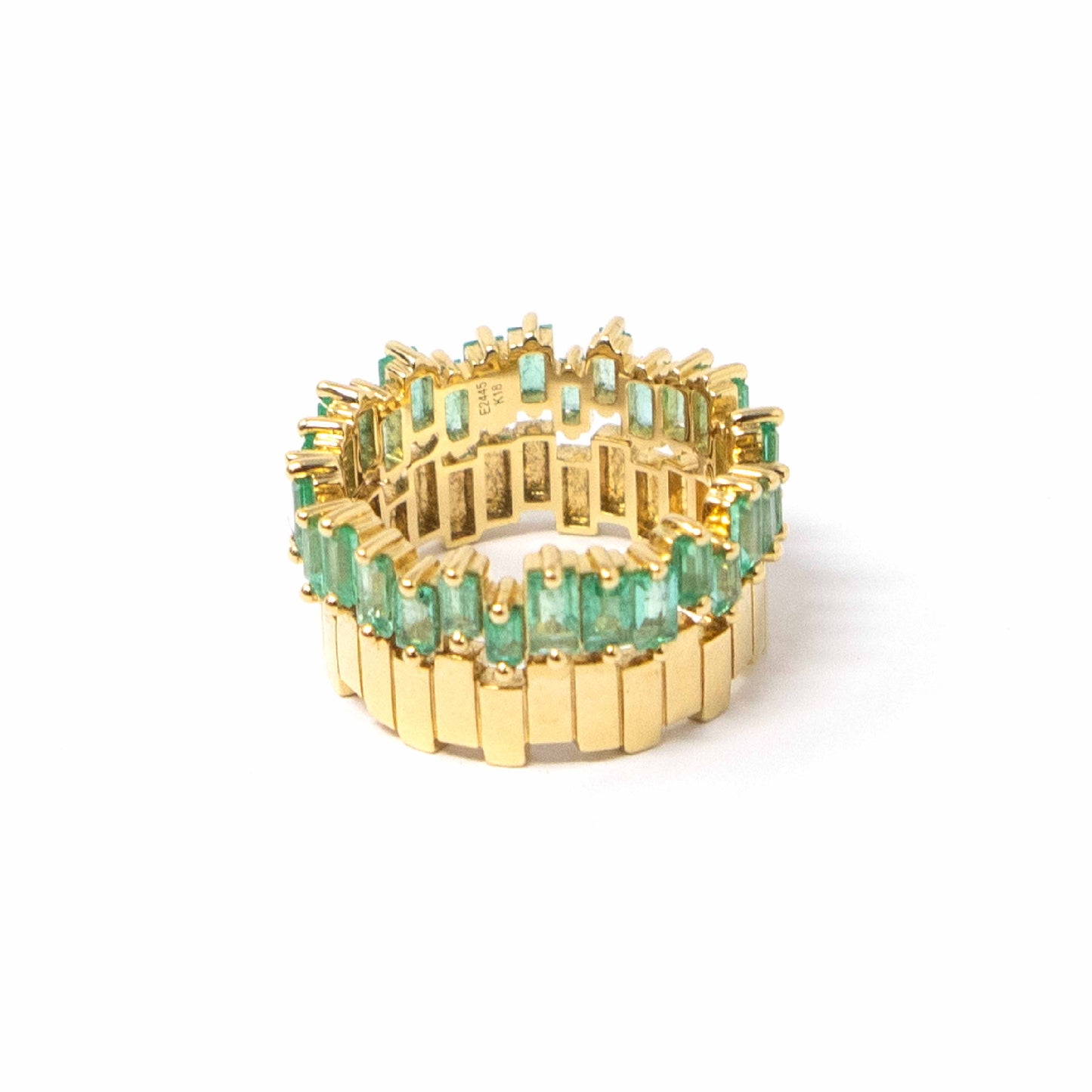 18K Yellow Gold Emerald Diamond Crown Ring