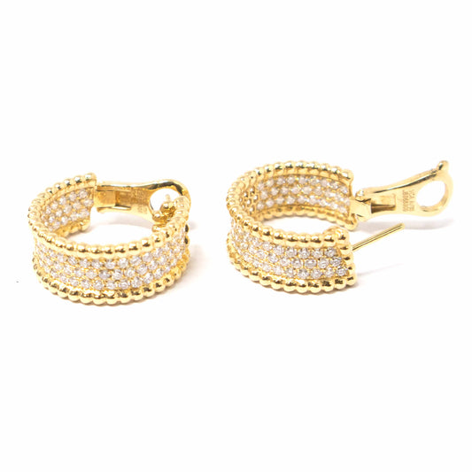 18K Yellow Gold Diamond Huggies Earrings