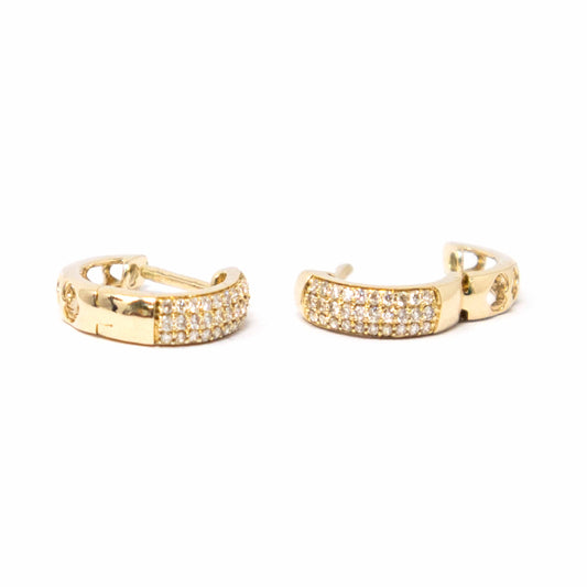 14K Yellow Gold Diamond Huggies