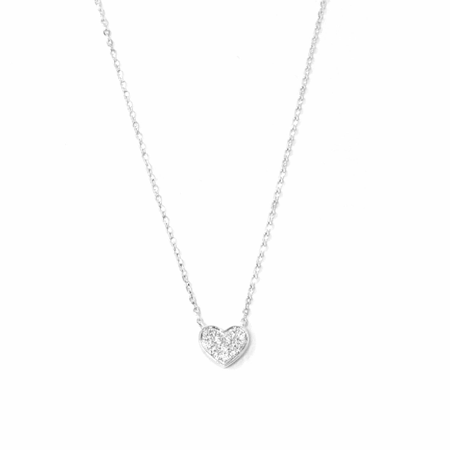 14K White Gold Diamond Heart Pendant Necklace