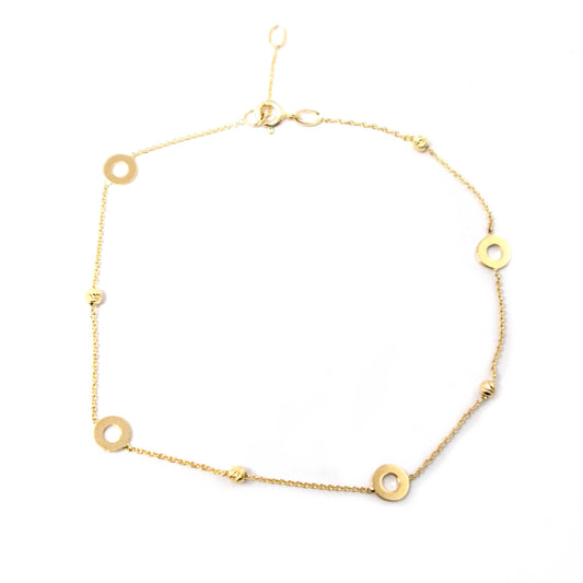 14K Yellow Gold Open Circle Anklet