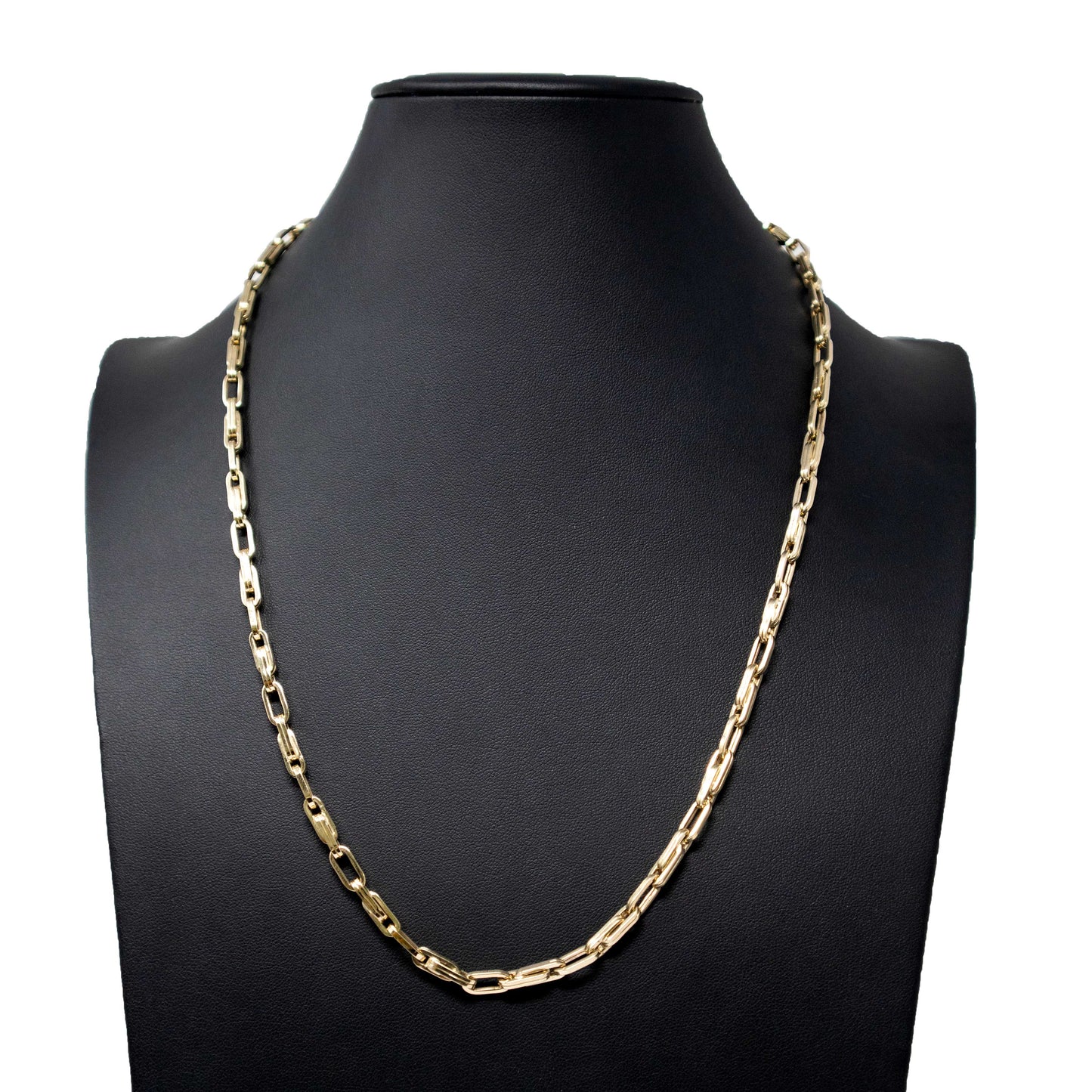 14K Yellow Gold Paperclip Fancy Link Man Chain