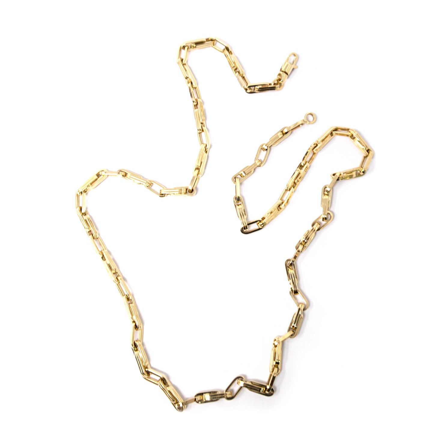 14K Yellow Gold Paperclip Fancy Link Man Chain