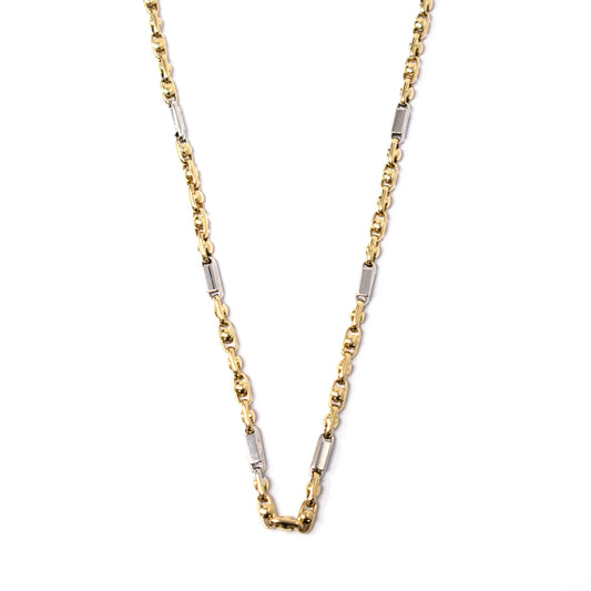 14K Two Tone Fancy Link Chain