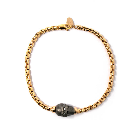 14K Pink Gold Skull Man Fancy Link Bracelet