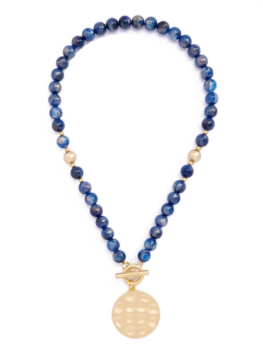 Zenzii Necklace N2741 Beaded Medallion Gold Plated