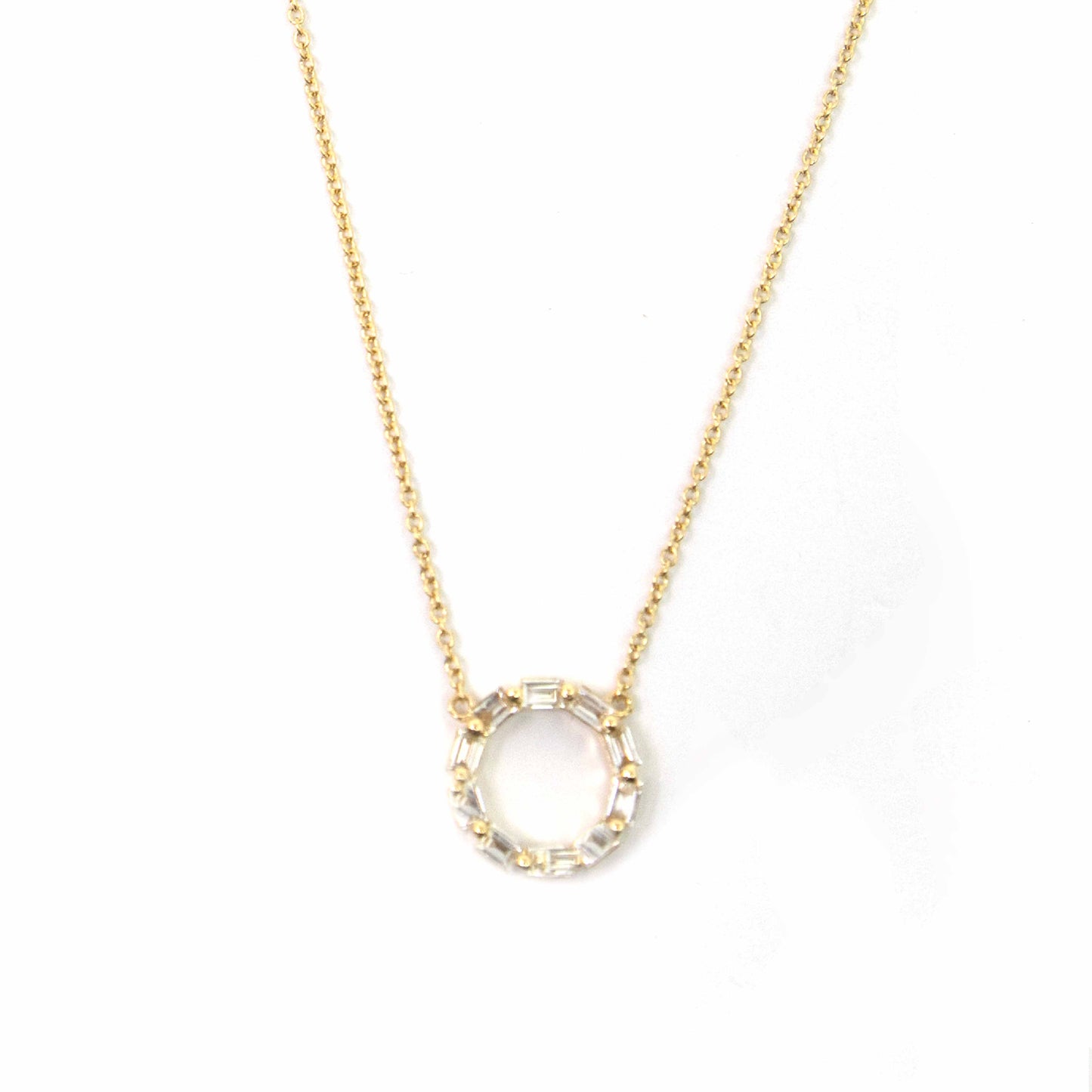 14K Yellow Gold Diamond Open Circle Necklace