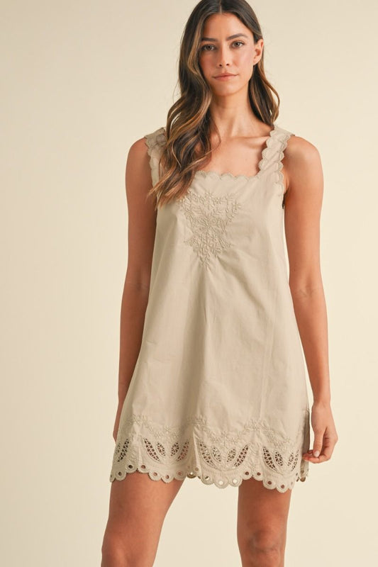 Mable Cut Out Embroidered Mini Dress